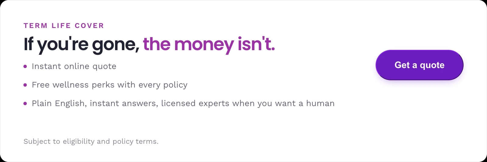 Term life cover from Eleos — instant online quote